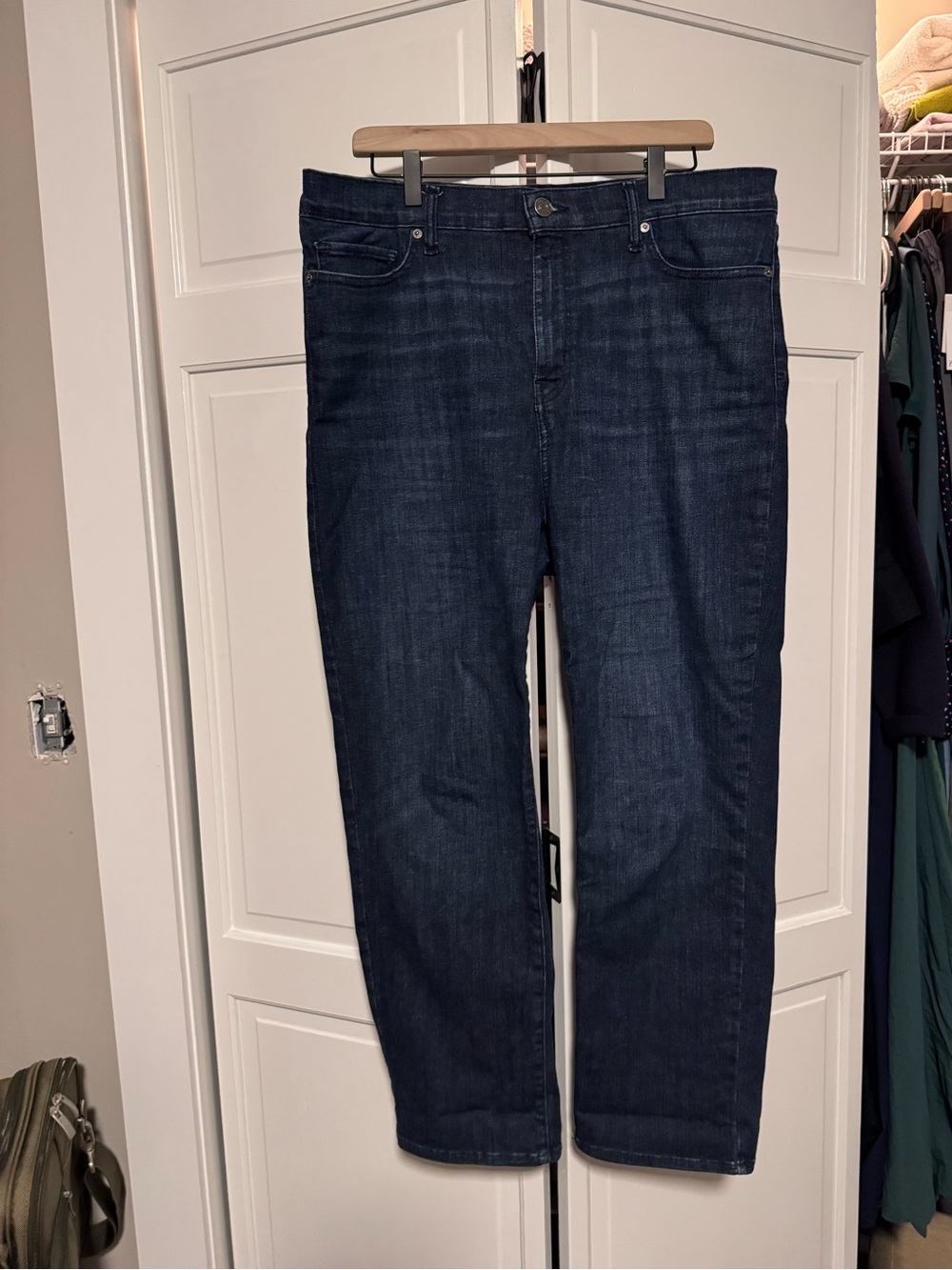 Frame Denim Dark Indigo Cropped Straight Jeans